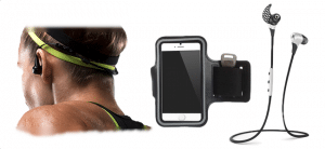 JayBird BlueBuds X Sport + iPhone armbånd løb fitness